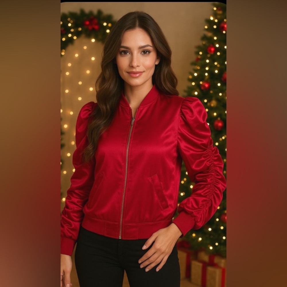 BNWOT NOVALUXE Red Satin Women's Jacket